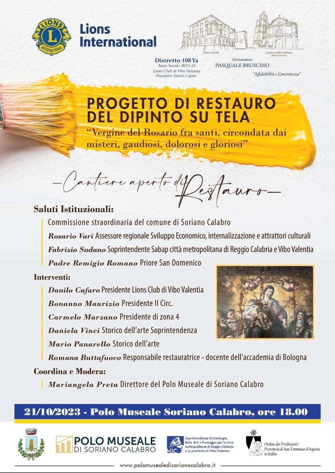 Progetto Di Restauro Del Dipinto Su Tela Calabria Straordinaria